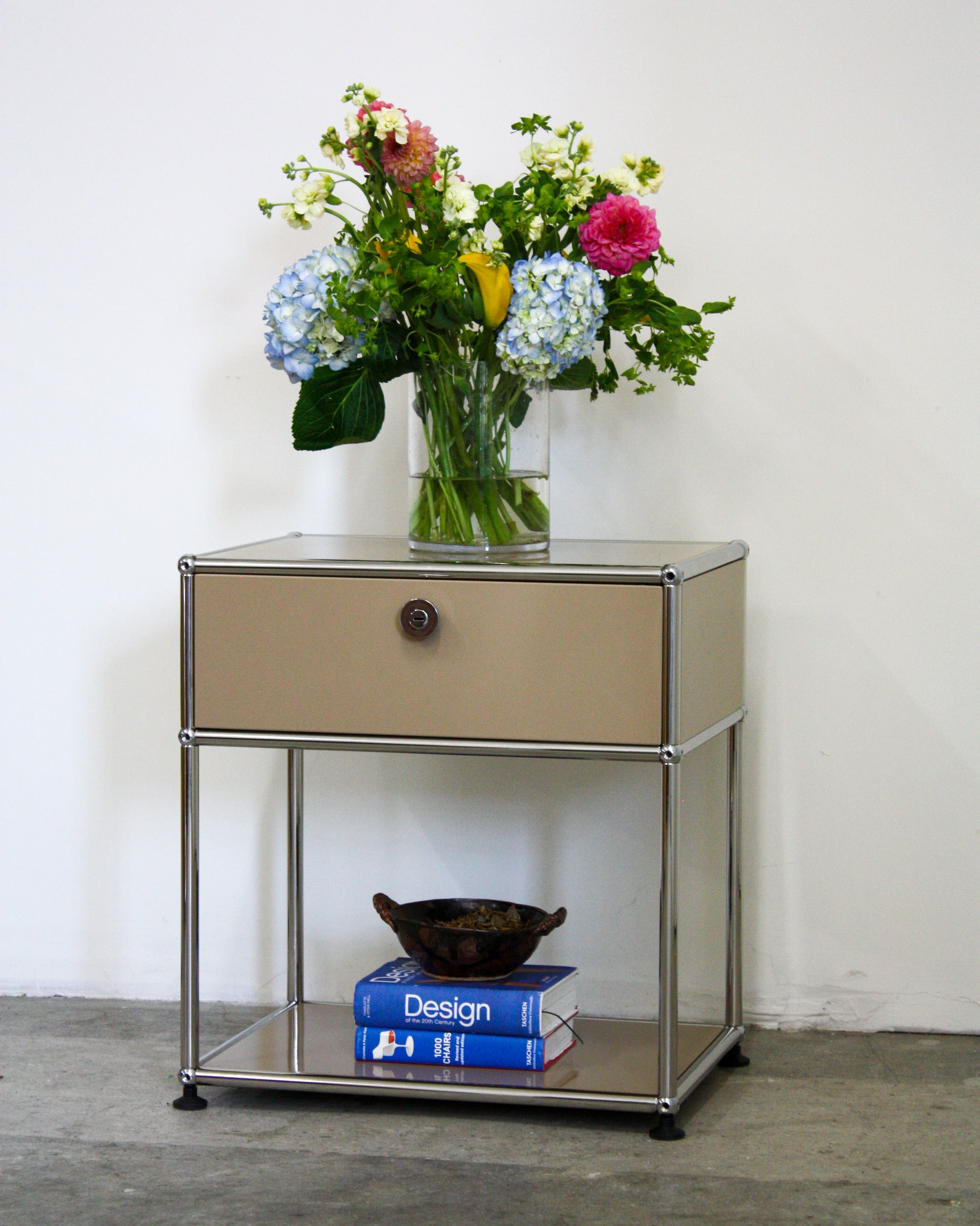 Nightstand with Drawer - Stainless Steel