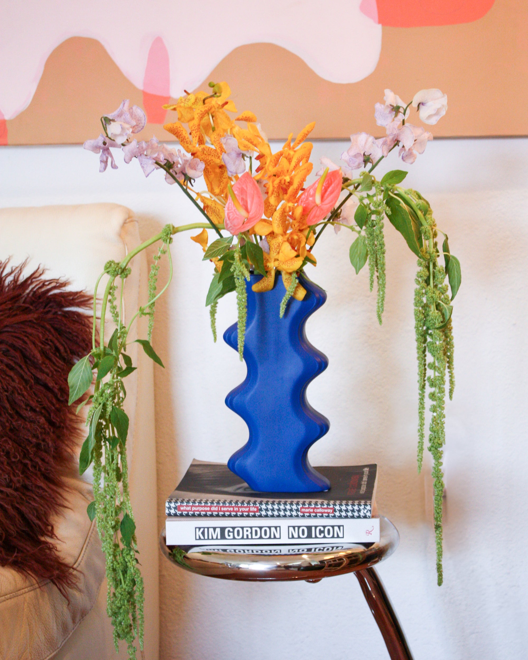 Wavy Ceramic Vase - Tall/Blue
