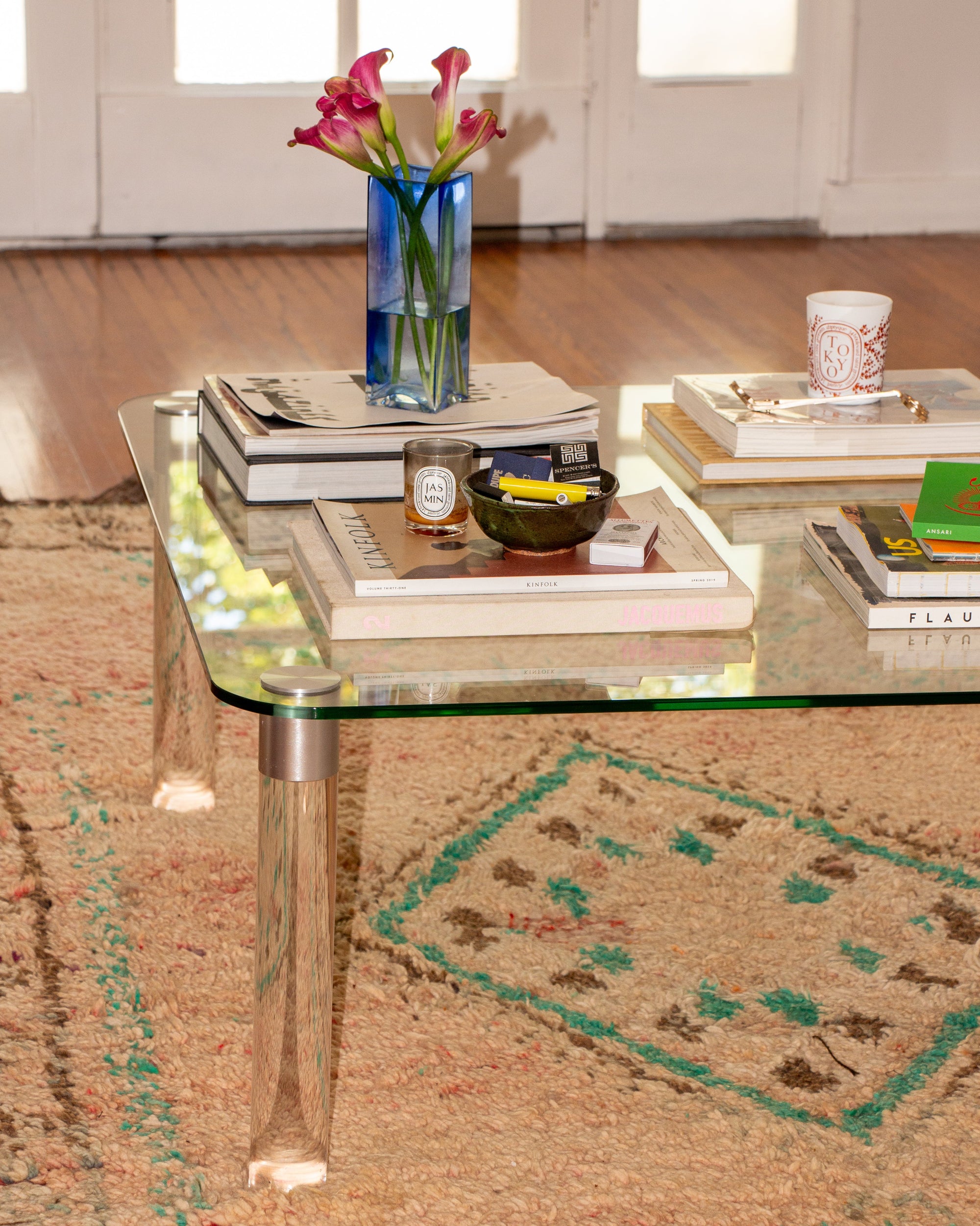 Glass Coffee Table with Acrylic Legs