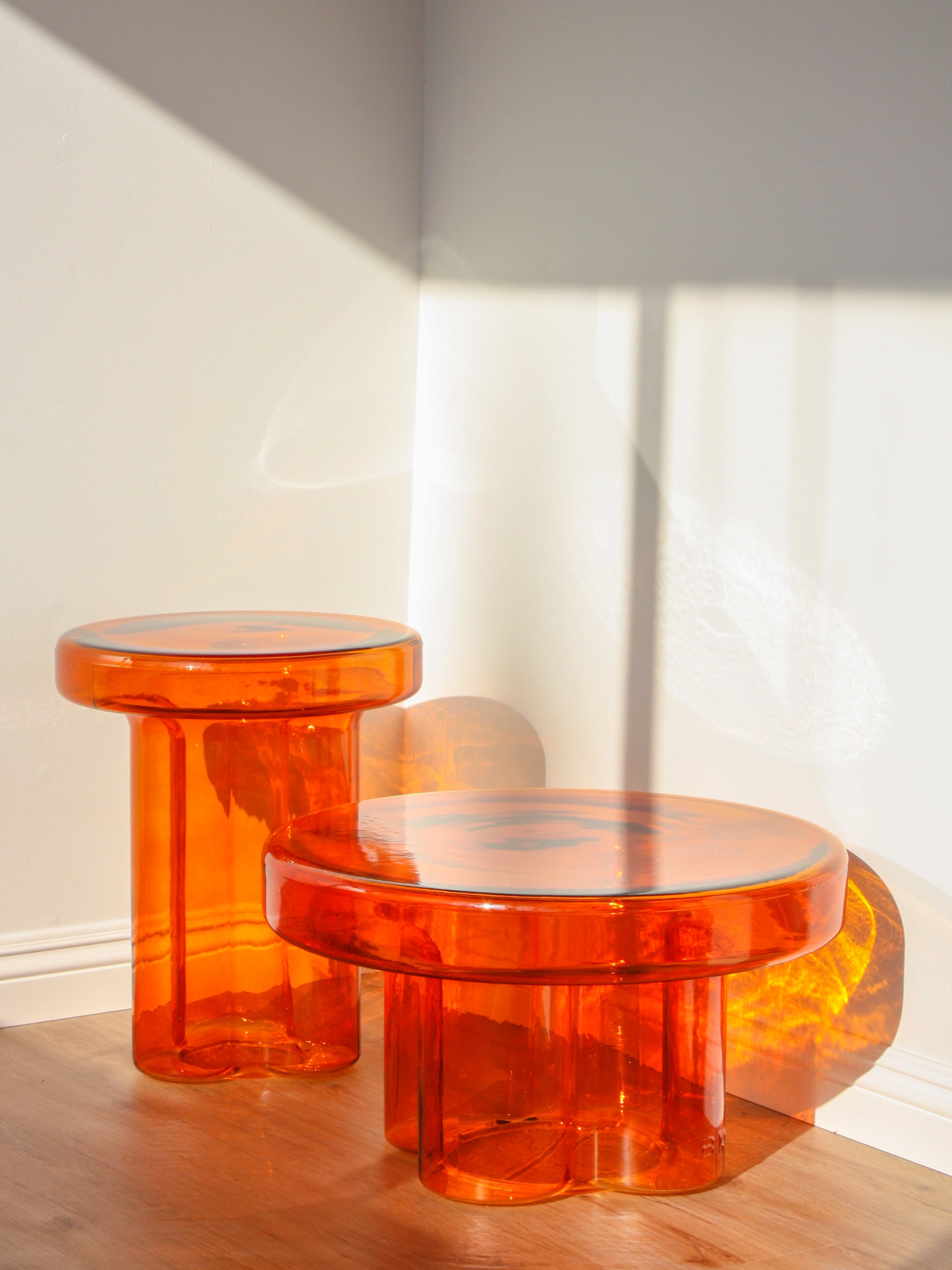 Skinny Glass End Table - Orange