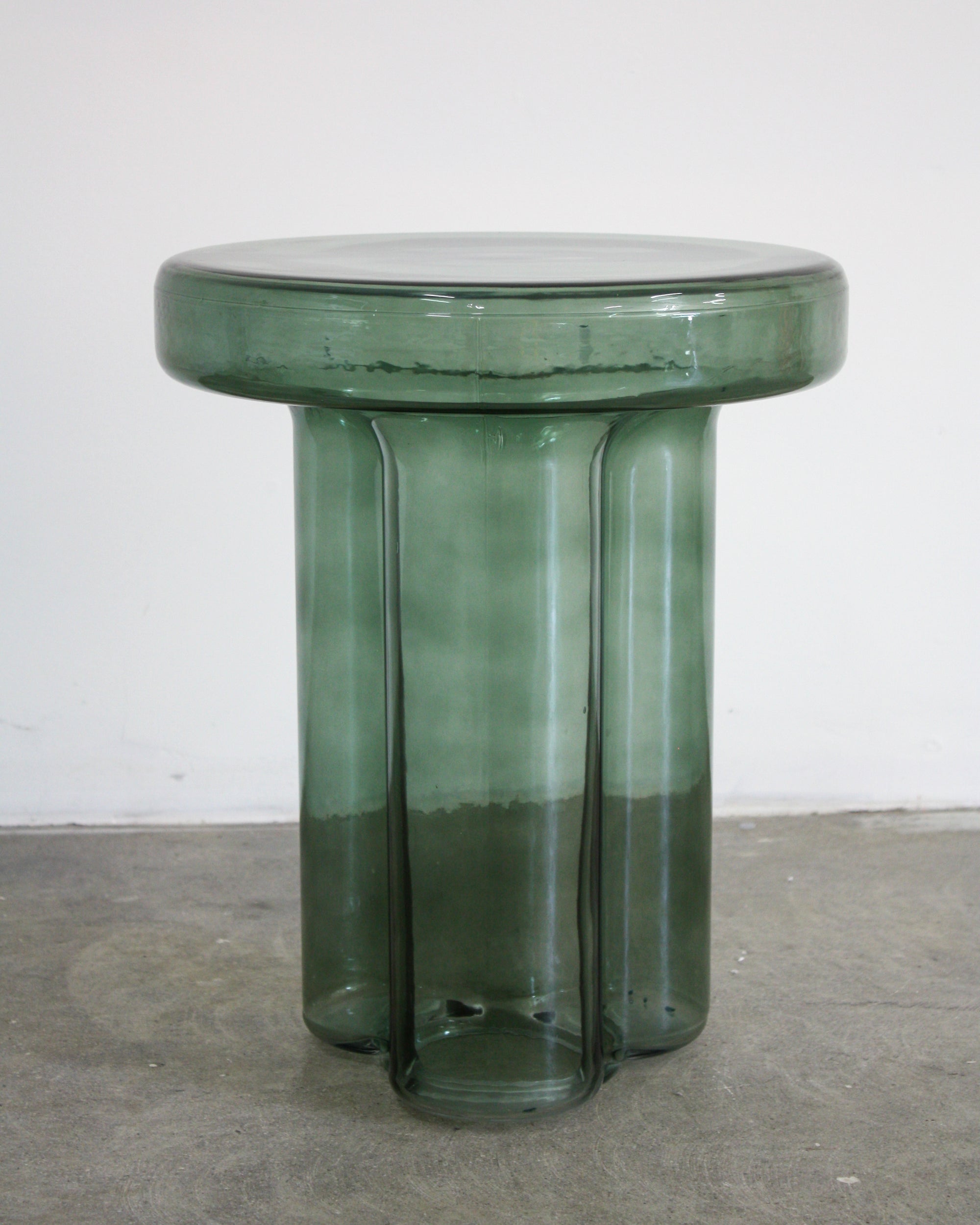 Glass Soda End Table Dupe - Miniforms Pedestal Table Dupe - Green, Skinny Glass Coffee Table