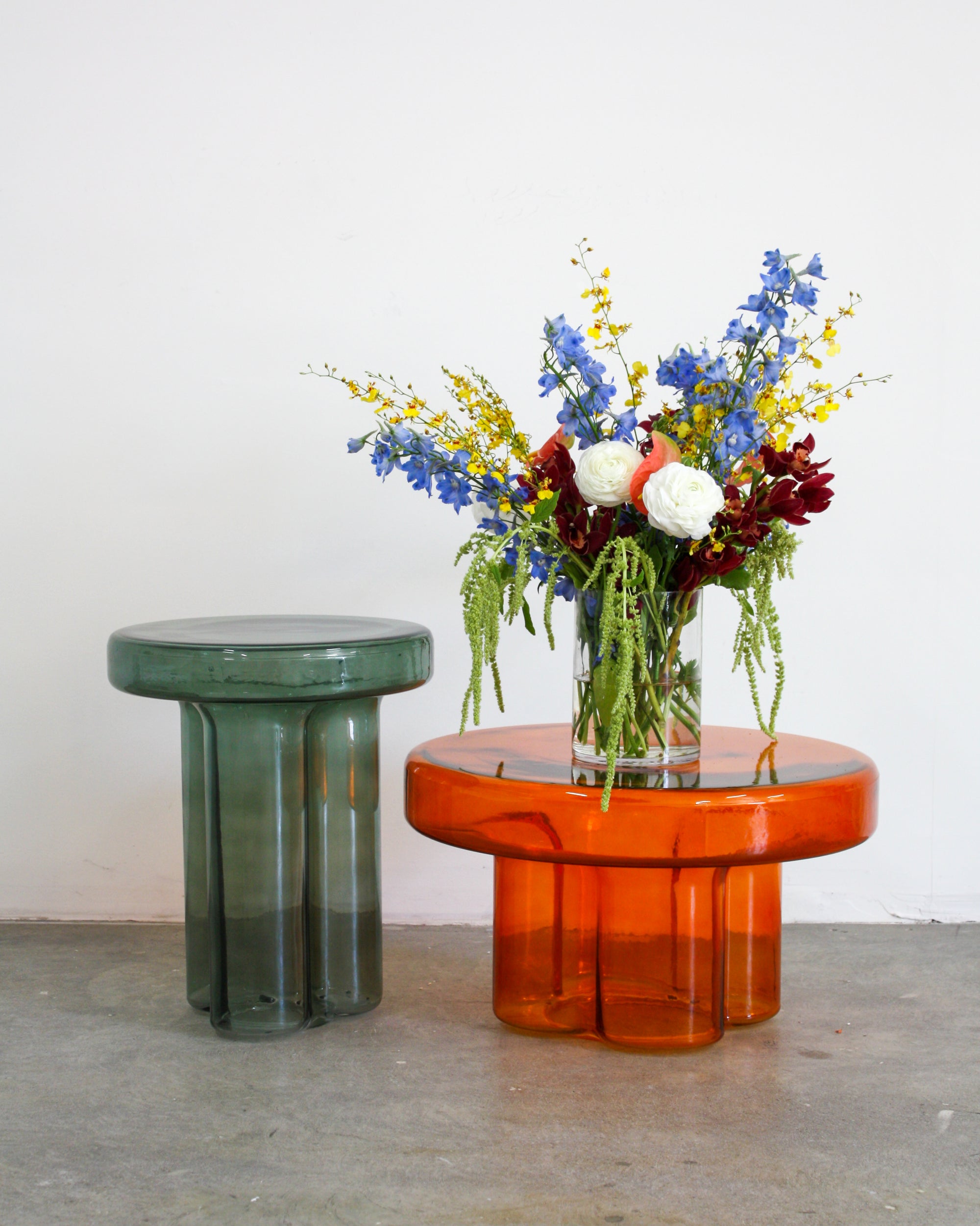 Skinny Glass End Table - Green