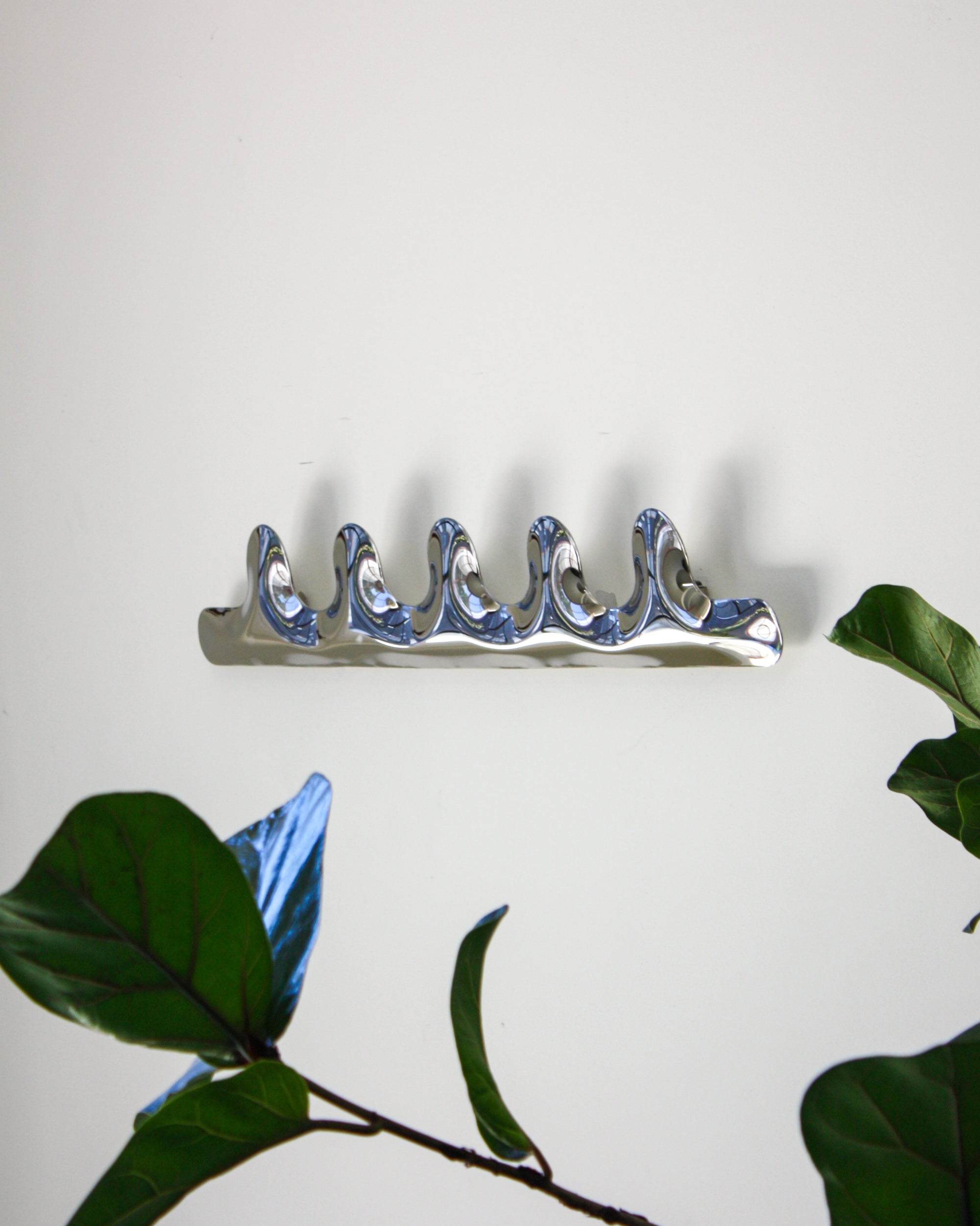 Chrome Puffy Wall Hanger - 5 Coat Hanger