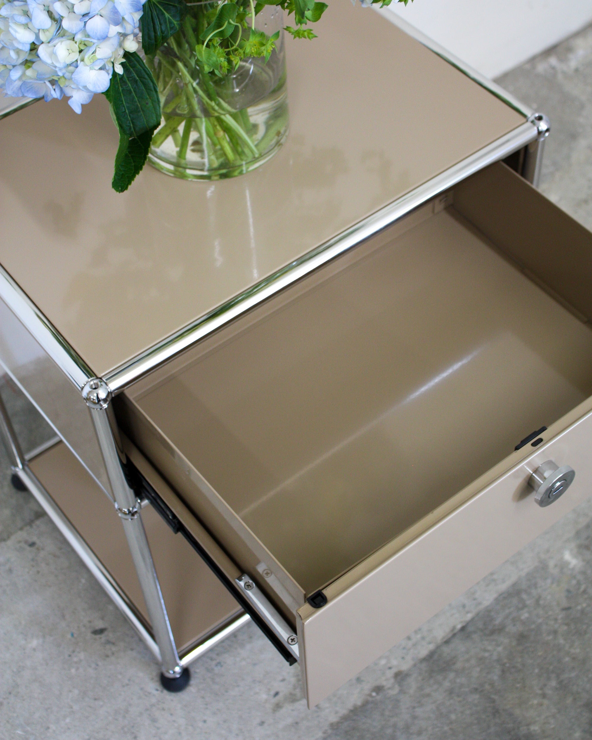 Nightstand with Drawer - Stainless Steel