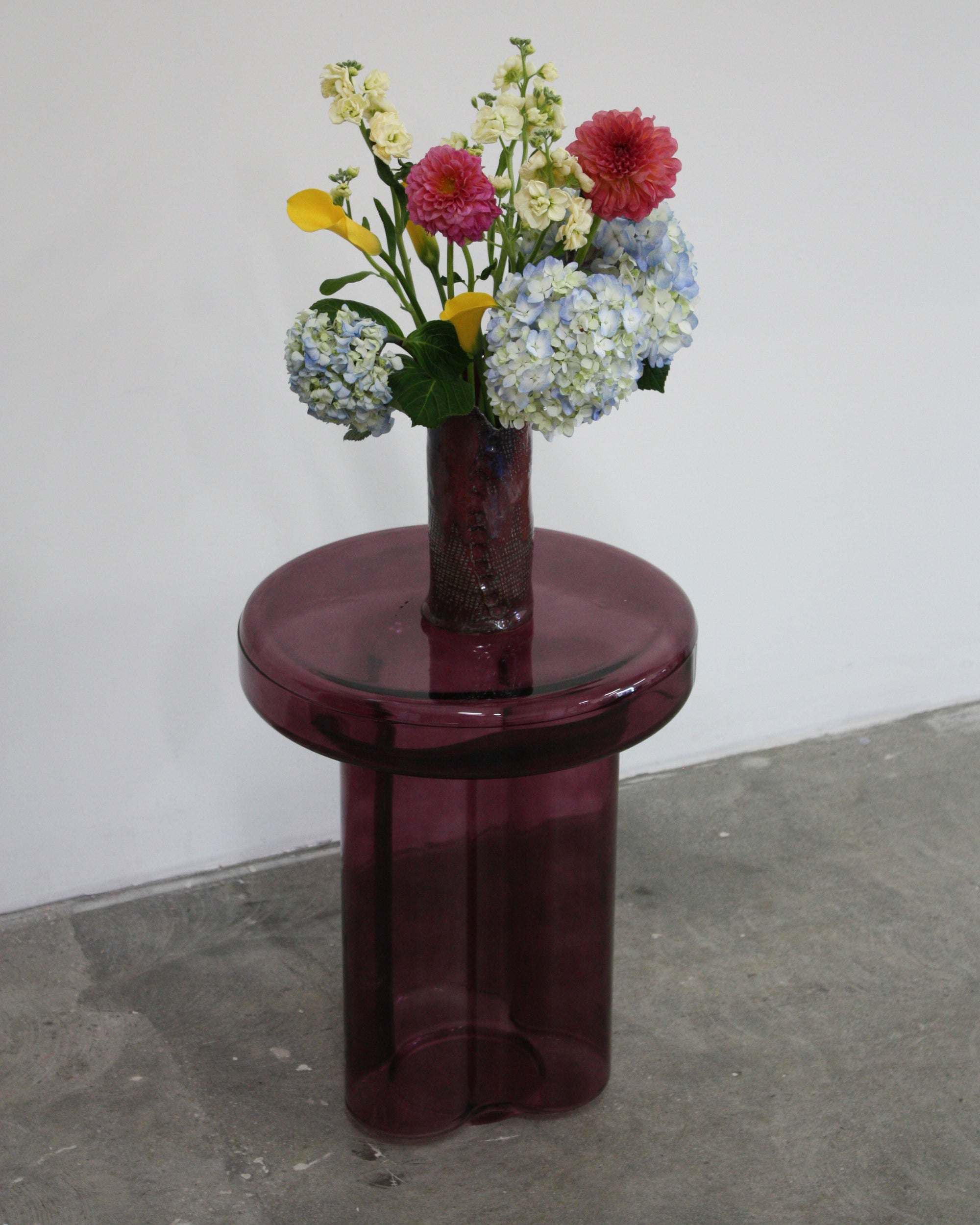 Skinny Glass End Table - Purple
