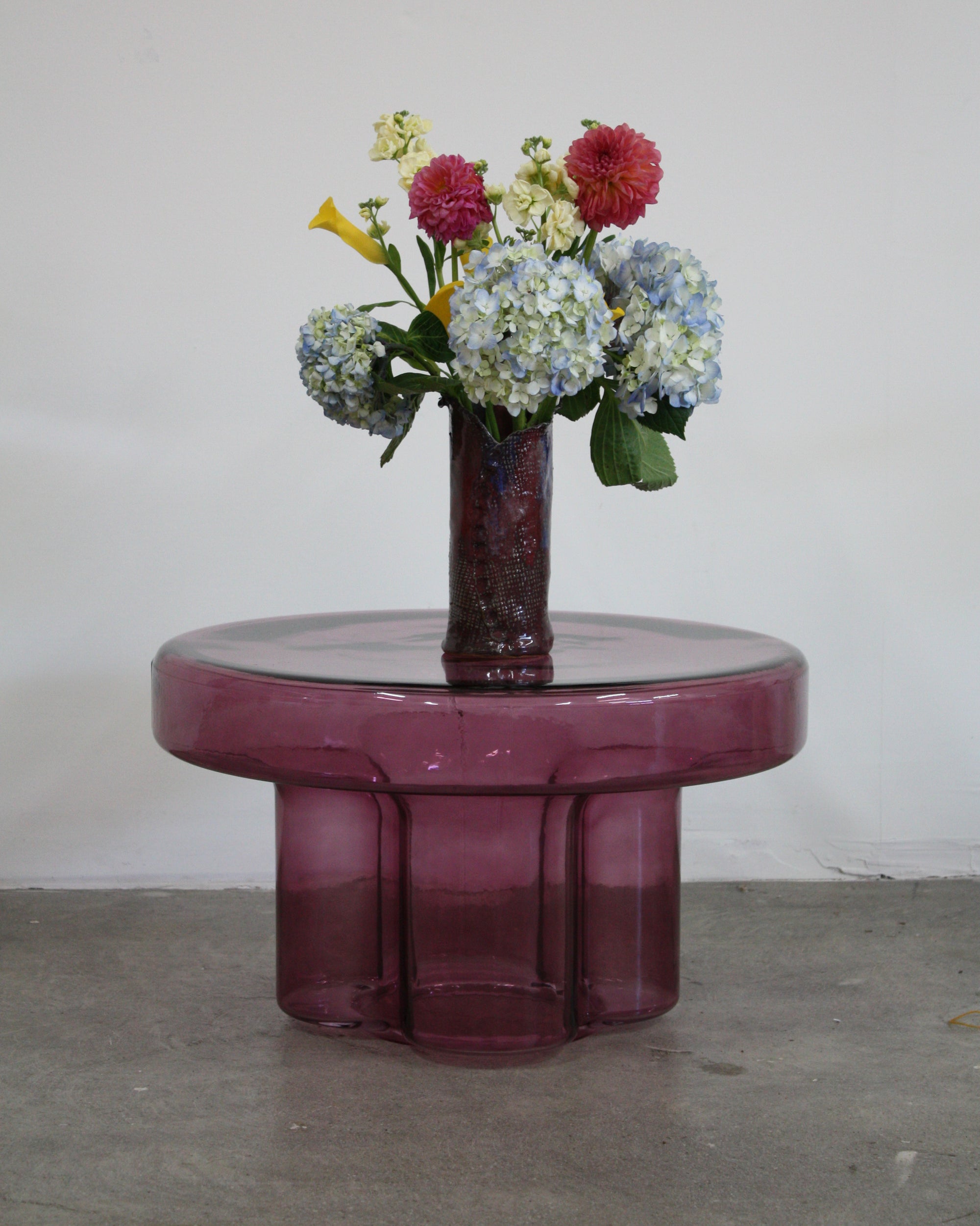 Wide Glass End Table - Purple