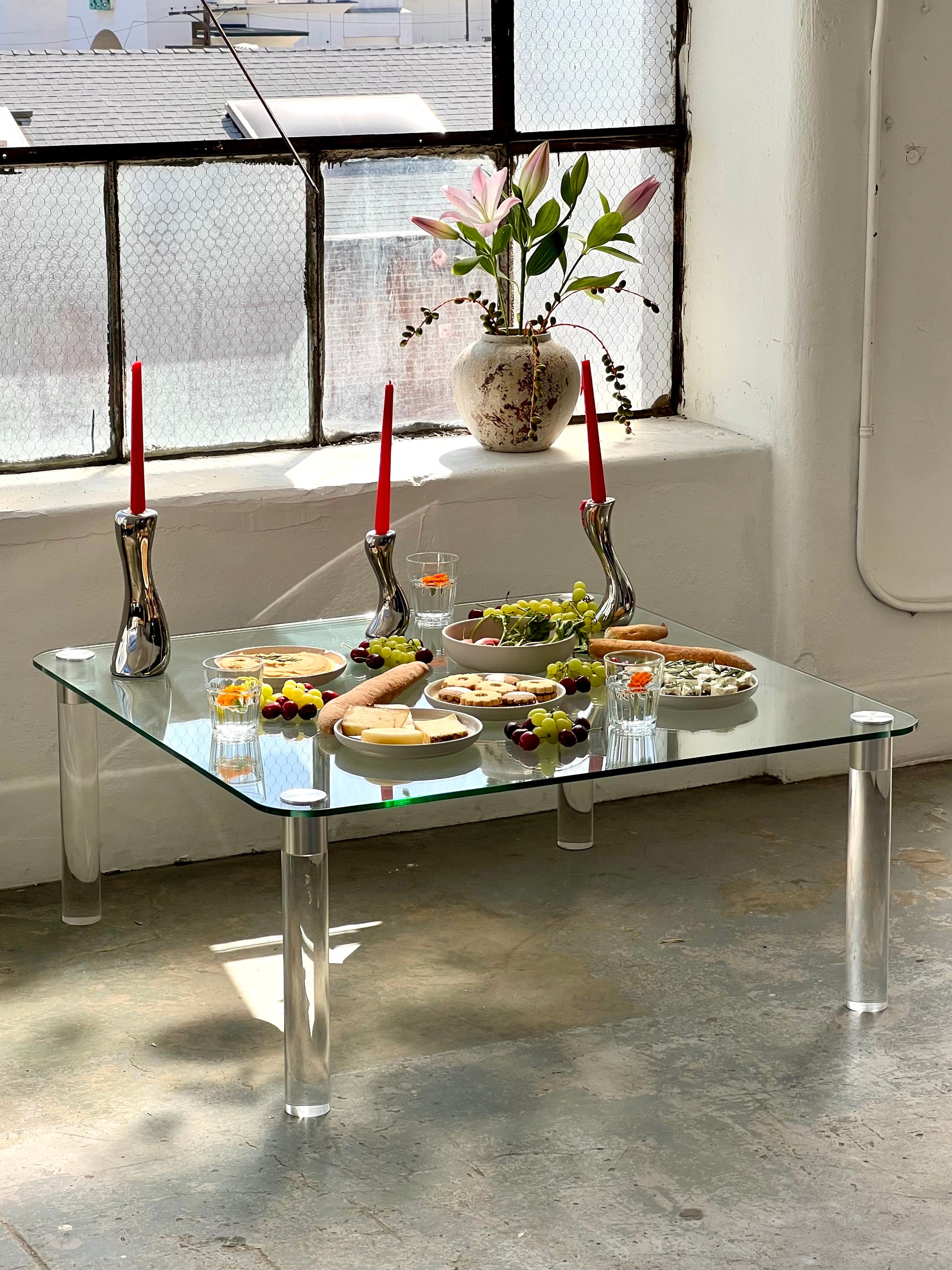 Glass Coffee Table with Acrylic Legs