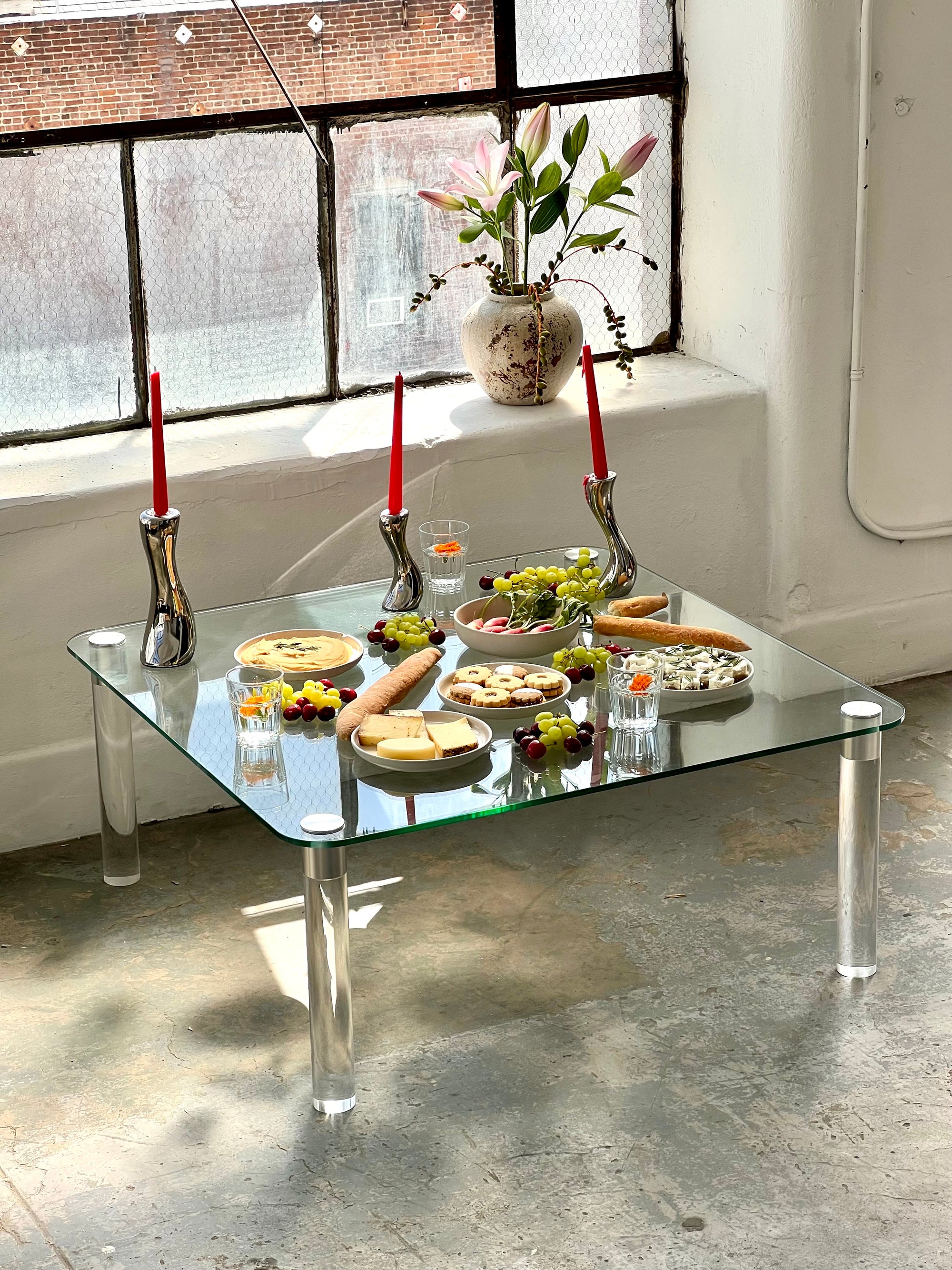 Glass Coffee Table with Acrylic Legs