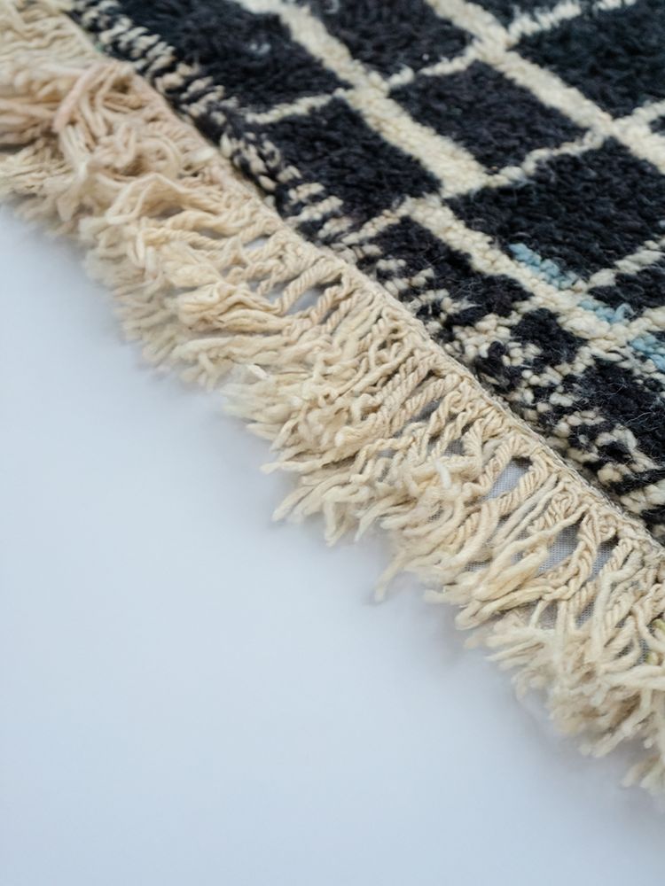 Vintage Blue Grid Rug