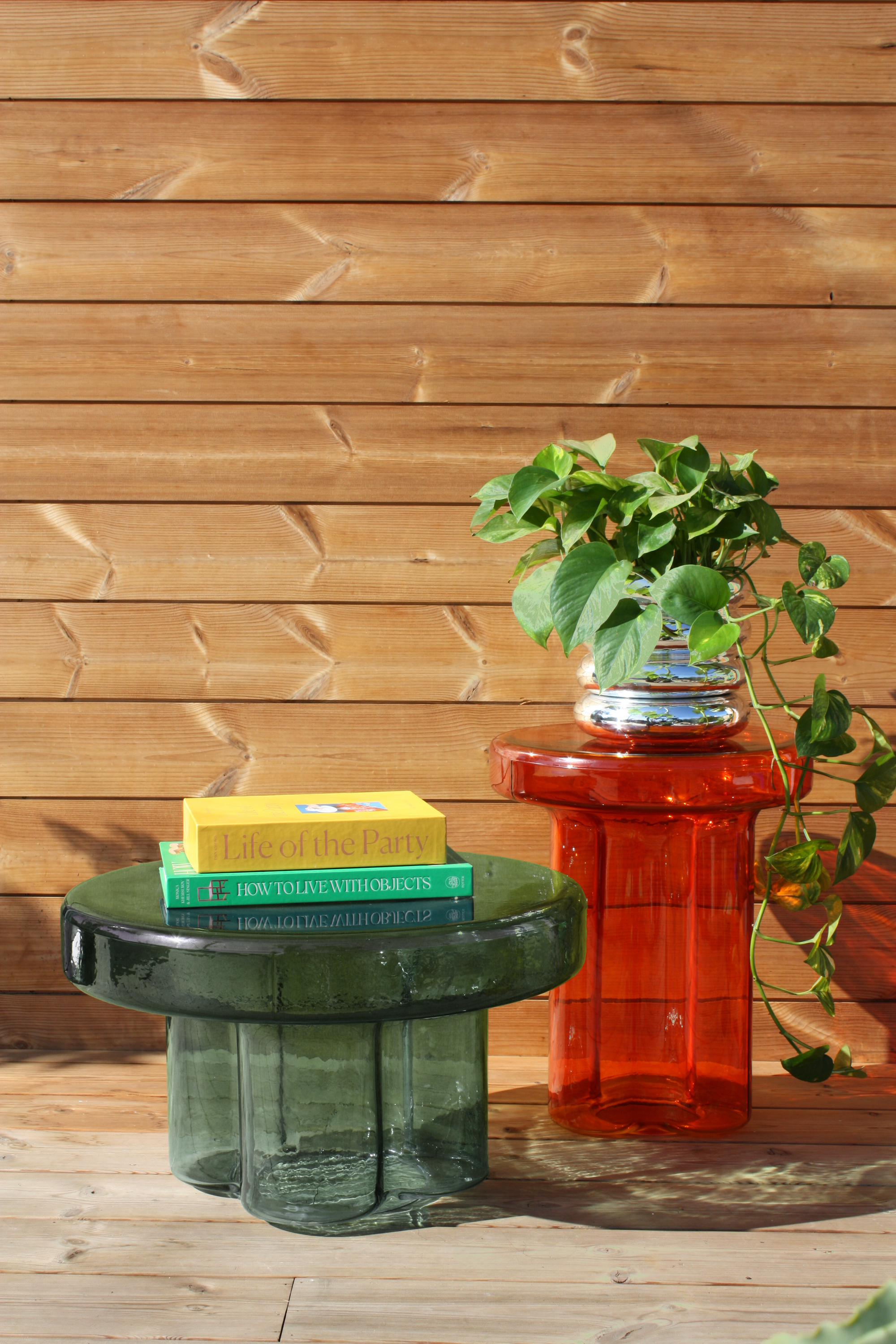 Skinny Glass End Table - Orange