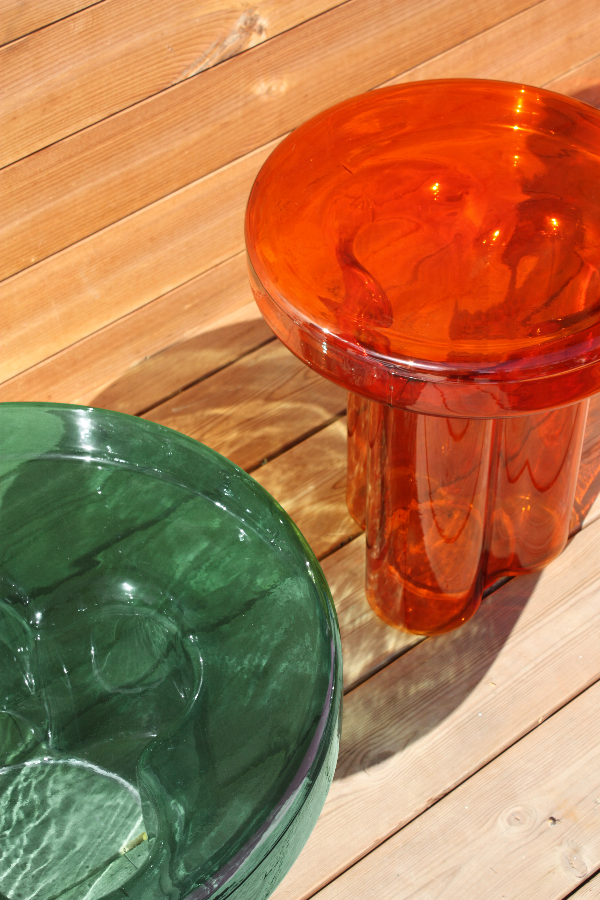 Skinny Glass End Table - Orange