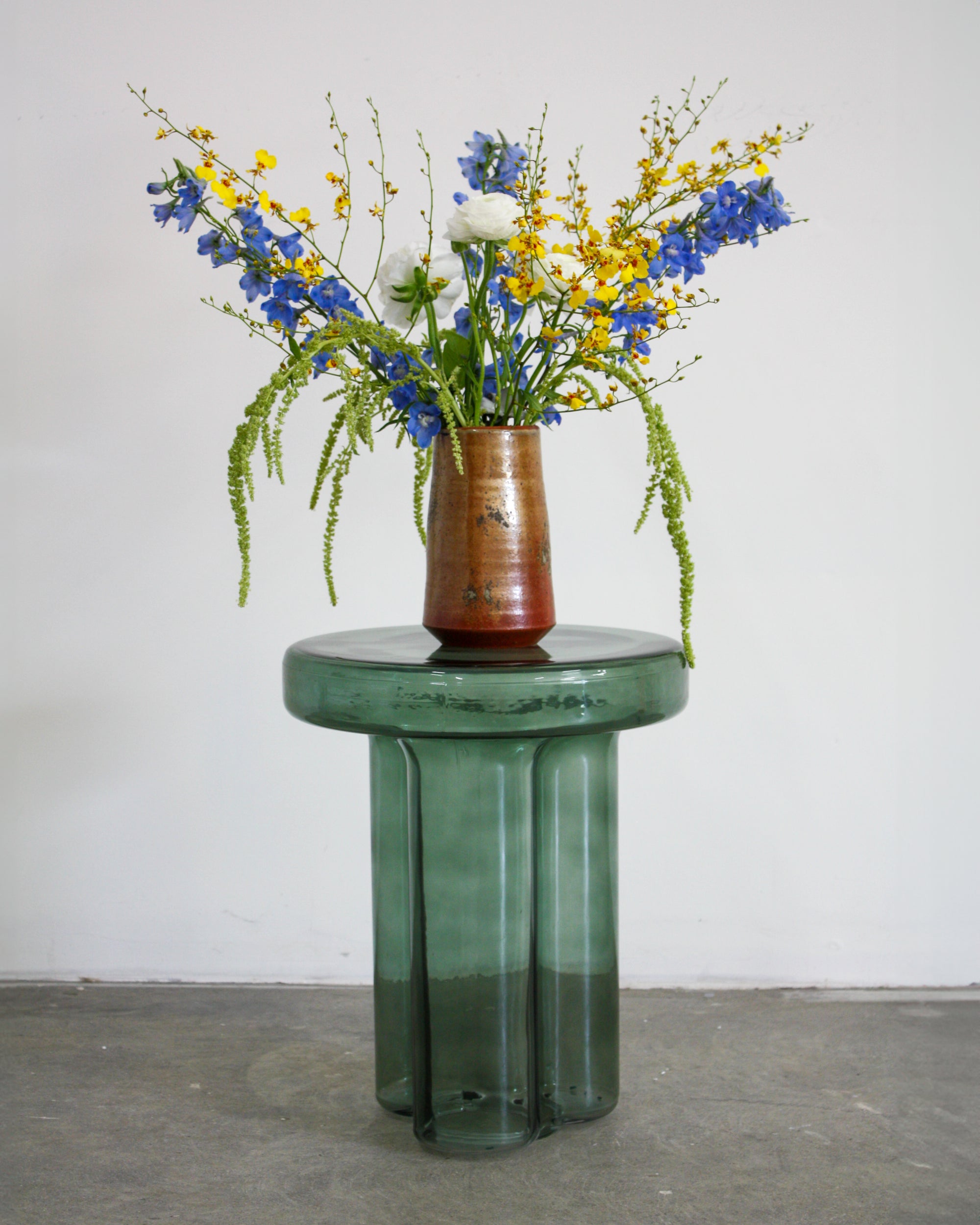 Skinny Glass End Table - Green